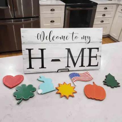 Welcome to My/Our Home - Seasonal Door Hanger, Family Welcome Sign With 7 Interchangeable Pieces - Gifts for Family, New Homeowners