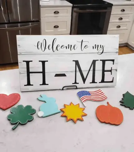Welcome to My/Our Home - Seasonal Door Hanger, Family Welcome Sign With 7 Interchangeable Pieces - Gifts for Family, New Homeowners