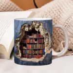 3D Bookshelves Hole In A Wall Mug - Image 5