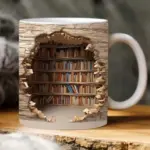 3D Bookshelves Hole In A Wall Mug - Image 3