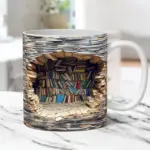 3D Bookshelves Hole In A Wall Mug - Image 4