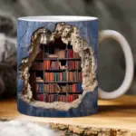 3D Bookshelves Hole In A Wall Mug - Image 2